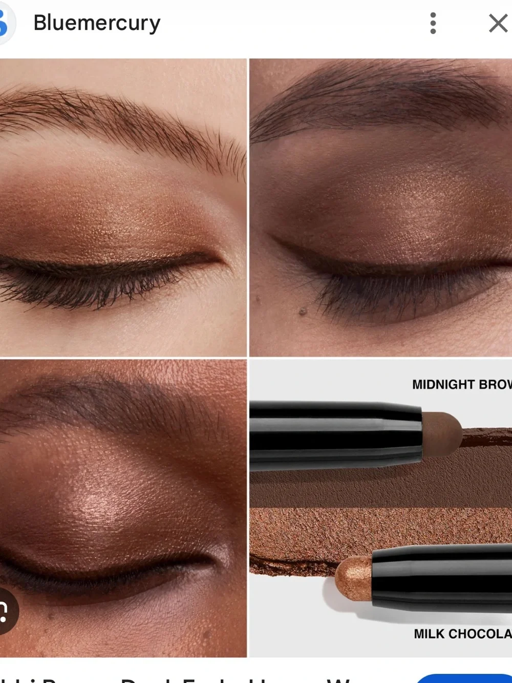 Milk Chocolate/ midnight brown Bobbi Brown Dual Ended Long Wear eyeshadow stick